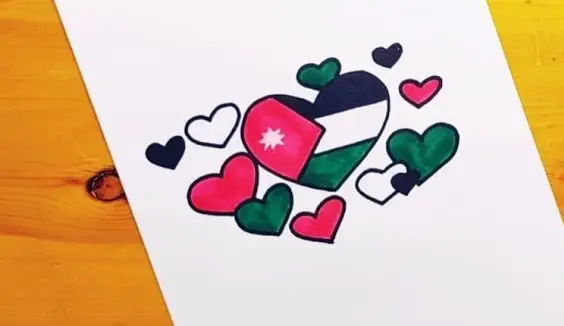رسم علم الأردن على شكل قلب